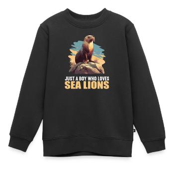 Lions de mer Lion de mer - Sweat Premium enfant bio - noir - Devant - AI Model Kid Female (0cm)