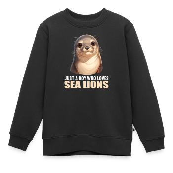 Lions de mer Lion de mer - Sweat Premium enfant bio - noir - Devant - AI Model Kid Female (0cm)