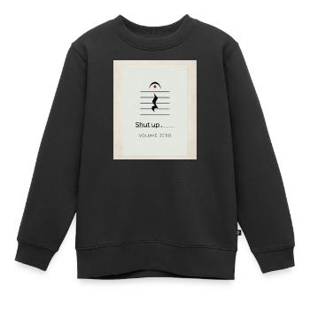 Tais-toi – Volume Zéro Minimaliste Design - Sweat Premium enfant bio - noir - Devant - AI Model Kid Female (0cm)