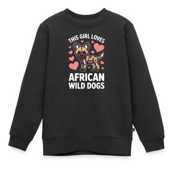Cadeau amusant des expressions du chien sauvage africain - Sweat Premium enfant bio - noir - Devant - AI Model Kid Female (0cm)