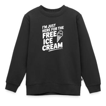 Ich bin nur wegen der kostenlosen Sahne hier. - Kinder Premium Organic Sweatshirt - Schwarz - Vorne - AI Model Kid Female (0cm)