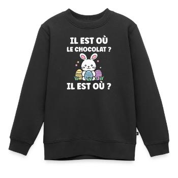 Wo ist die Schokolade? - Kinder Premium Organic Sweatshirt - Schwarz - Vorne - AI Model Kid Female (0cm)