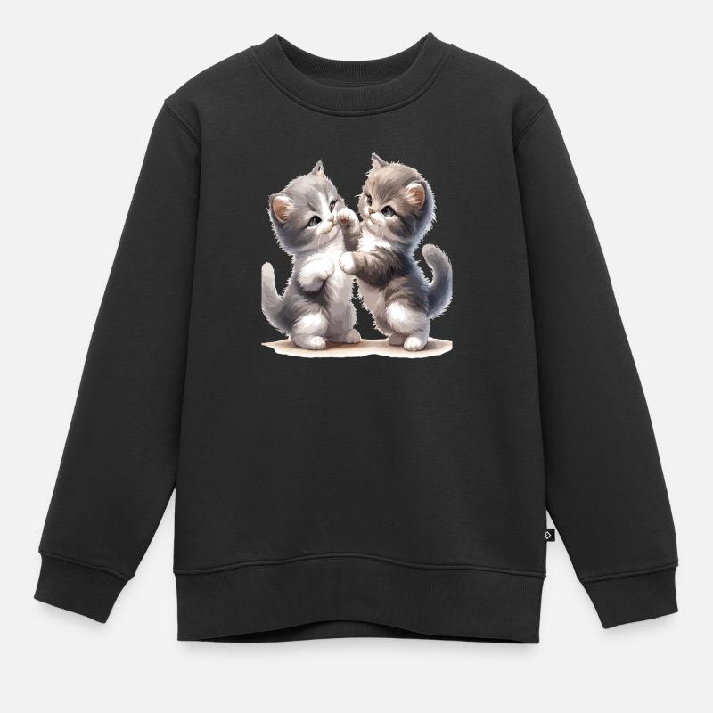 Illustration de l’amitié du chaton - Sweat Premium enfant bio - noir