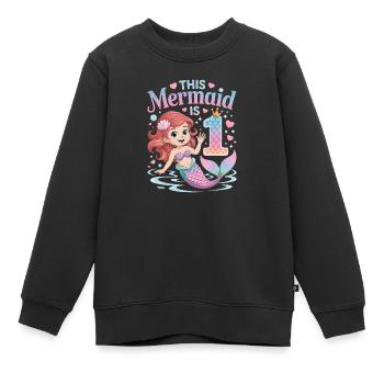 Sirène 1er anniversaire 1 année - Sweat Premium enfant bio - noir - Devant - AI Model Kid Female (0cm)