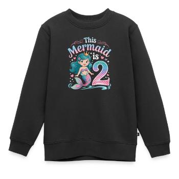 Meerjungfrau 2. Geburtstag 2 Jahre - Kinder Premium Organic Sweatshirt - Schwarz - Vorne - AI Model Kid Female (0cm)