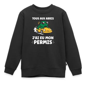 Humor Ich habe meinen Führerschein - Kinder Premium Organic Sweatshirt - Schwarz - Vorne - AI Model Kid Female (0cm)
