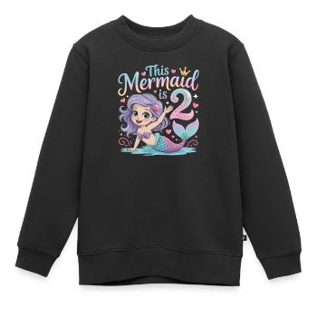 Meerjungfrau 2. Geburtstag 2 Jahre - Kinder Premium Organic Sweatshirt - Schwarz - Vorne - AI Model Kid Female (0cm)