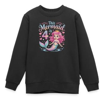 Meerjungfrau 4. Geburtstag 4 Jahre - Kinder Premium Organic Sweatshirt - Schwarz - Vorne - AI Model Kid Female (0cm)