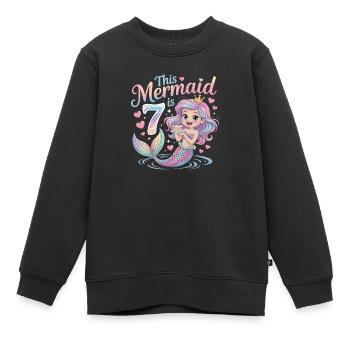 Meerjungfrau 7. Geburtstag 7 Jahre - Kinder Premium Organic Sweatshirt - Schwarz - Vorne - AI Model Kid Female (0cm)
