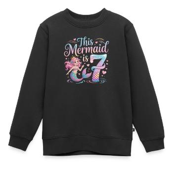 Meerjungfrau 7. Geburtstag 7 Jahre - Kinder Premium Organic Sweatshirt - Schwarz - Vorne - AI Model Kid Female (0cm)
