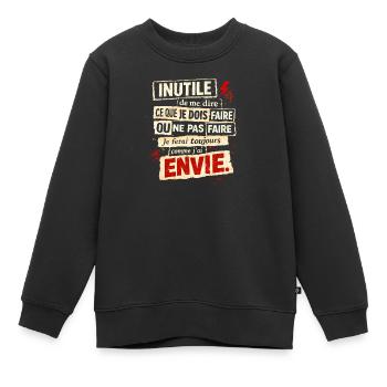 Rebellischer Neid – typografisches Poster - Kinder Premium Organic Sweatshirt - Schwarz - Vorne - AI Model Kid Female (0cm)