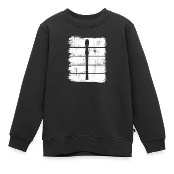 Flöte Zeichnung - Kinder Premium Organic Sweatshirt - Schwarz - Vorne - AI Model Kid Female (0cm)