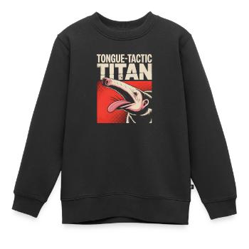 Zungen-Taktiker | Comic Ameisenbär - Kinder Premium Organic Sweatshirt - Schwarz - Vorne - AI Model Kid Female (0cm)