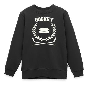 Hockey Emblem mit Scheibe und Lorbeer - Kinder Premium Organic Sweatshirt - Schwarz - Vorne - AI Model Kid Female (0cm)