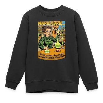 Marie Curie Curious - Sweat Premium enfant bio - noir - Devant - AI Model Kid Female (0cm)