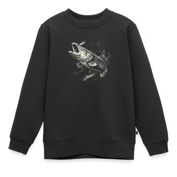 Brochet pêcheur - Sweat Premium enfant bio - noir - Devant - AI Model Kid Female (0cm)