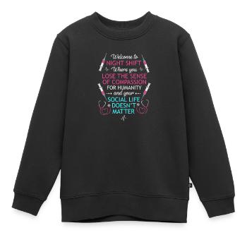 Nachtschicht Krankenschwester Krankenhaus Pflege - Kinder Premium Organic Sweatshirt - Schwarz - Vorne - AI Model Kid Female (0cm)
