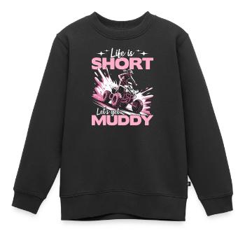 Quad ATV Femme Fille Quad Quad - Sweat Premium enfant bio - noir - Devant - AI Model Kid Female (0cm)