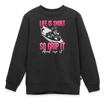 Quad ATV Femme Fille Quad Quad - Sweat Premium enfant bio - noir - Devant - AI Model Kid Female (0cm)