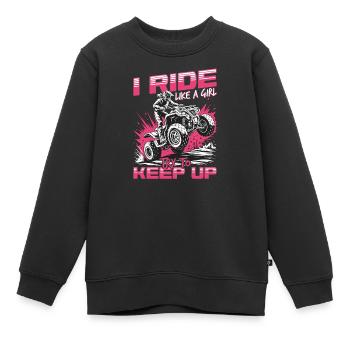 Quad ATV Femme Fille Quad Quad - Sweat Premium enfant bio - noir - Devant - AI Model Kid Female (0cm)