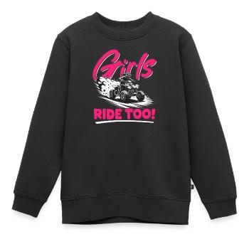 Quad ATV Femme Fille Quad Quad - Sweat Premium enfant bio - noir - Devant - AI Model Kid Female (0cm)