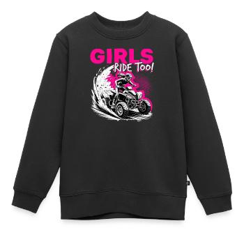 Quad ATV Femme Fille Quad Quad - Sweat Premium enfant bio - noir - Devant - AI Model Kid Female (0cm)
