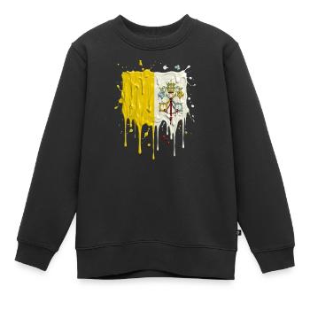 Vatikans Gelb-Weiß Farbsplit - Kinder Premium Organic Sweatshirt - Schwarz - Vorne - AI Model Kid Female (0cm)