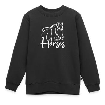 Ich mag Pferde - Kinder Premium Organic Sweatshirt - Schwarz - Vorne - AI Model Kid Female (0cm)