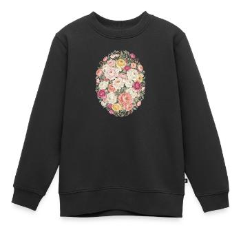Pastellblütenoval Rosenbouquet - Kinder Premium Organic Sweatshirt - Schwarz - Vorne - AI Model Kid Female (0cm)