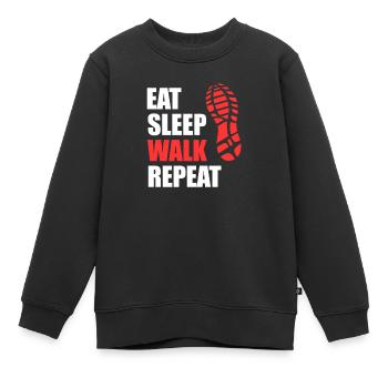 Eat Sleep Walk Repeat - Schuhabdruck Wandern  - Kinder Premium Organic Sweatshirt - Schwarz - Vorne - AI Model Kid Female (0cm)