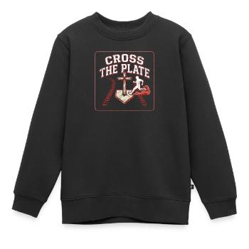 Cross The Plate Christlicher Baseball Glaube Jesus - Kinder Premium Organic Sweatshirt - Schwarz - Vorne - AI Model Kid Female (0cm)