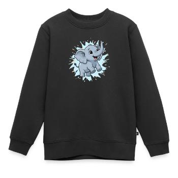 Süßer Elefant mit Farbspritzer - Kinder Premium Organic Sweatshirt - Schwarz - Vorne - AI Model Kid Female (0cm)