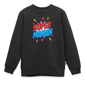 Super Maman - Sweat Premium enfant bio - noir - Devant - AI Model Kid Female (0cm)