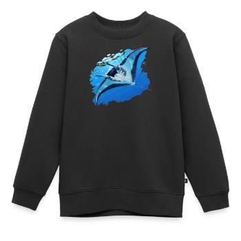 Raies Manta Raies - Sweat Premium enfant bio - noir - Devant - AI Model Kid Female (0cm)