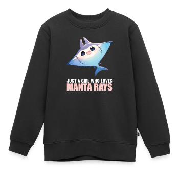 Raies Manta Raies - Sweat Premium enfant bio - noir - Devant - AI Model Kid Female (0cm)