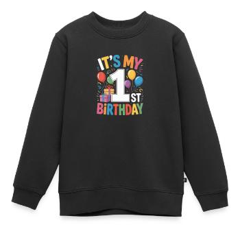 1st birthday - Kinder Premium Organic Sweatshirt - Schwarz - Vorne - AI Model Kid Female (0cm)