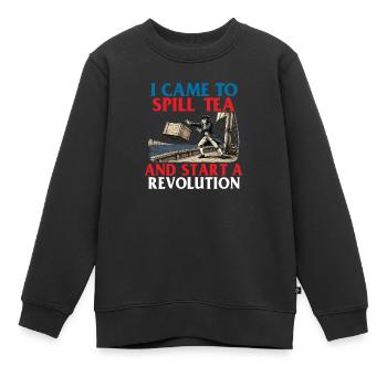 Jeu de mots sur l’histoire de Spill Tea Start Revolution - Sweat Premium enfant bio - noir - Devant - AI Model Kid Female (0cm)