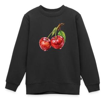 Kirsche - Kinder Premium Organic Sweatshirt - Schwarz - Vorne - AI Model Kid Female (0cm)