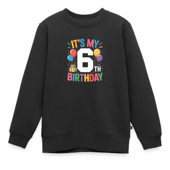 6e anniversaire - Sweat Premium enfant bio - noir - Devant - AI Model Kid Female (0cm)