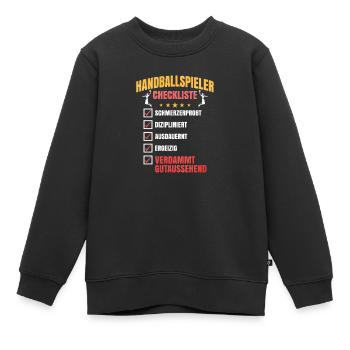 Handballspieler Checkliste - Kinder Premium Organic Sweatshirt - Schwarz - Vorne - AI Model Kid Female (0cm)