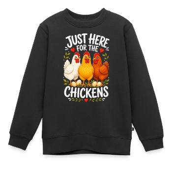 JUSTE LÀ POUR LES POULES - Sweat Premium enfant bio - noir - Devant - AI Model Kid Female (0cm)