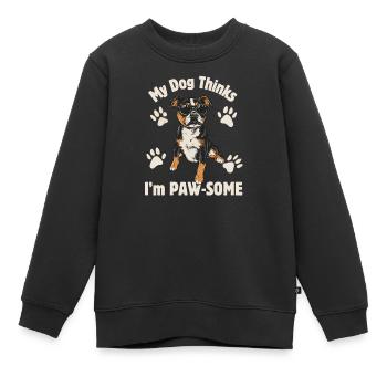 Le chien pense que je suis un peu louche - Sweat Premium enfant bio - noir - Devant - AI Model Kid Female (0cm)