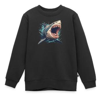 Grand requin blanc Grand requin blanc - Sweat Premium enfant bio - noir - Devant - AI Model Kid Female (0cm)