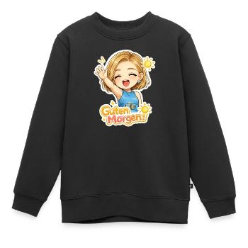 Guten Morgen Chibi Fröhlich - Kinder Premium Organic Sweatshirt - Schwarz - Vorne - AI Model Kid Female (0cm)