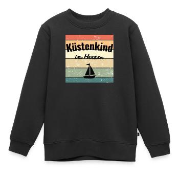 Küstenkind im Herzen Vintage - Kinder Premium Organic Sweatshirt - Schwarz - Vorne - AI Model Kid Female (0cm)