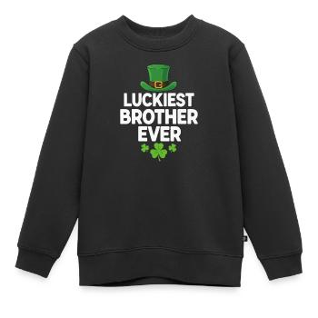 Luckiest Brother Ever Leprechaun - Kinder Premium Organic Sweatshirt - Schwarz - Vorne - AI Model Kid Female (0cm)