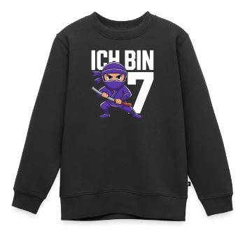 Ich bin 7 siebter Geburtstag Ninja - Kids Premium Organic Sweatshirt - black - Front - AI Model Kid Female (0cm)