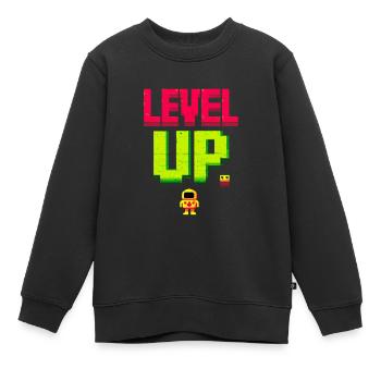 Level Up Pixelheld Retro - Kinder Premium Organic Sweatshirt - Schwarz - Vorne - AI Model Kid Female (0cm)