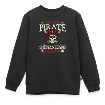 Lasst die Piraten-Eskapaden beginnen. - Kinder Premium Organic Sweatshirt - Schwarz - Vorne - AI Model Kid Female (0cm)