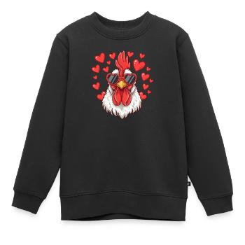 Herz Huhn mit Sonnenbrille - Kinder Premium Organic Sweatshirt - Schwarz - Vorne - AI Model Kid Female (0cm)